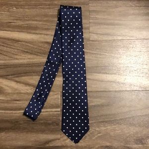 Blue and white polka dot tie